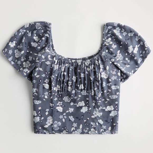 NWOT Hollister Floral Crop Top Puff Sleeve XS - Picture 6 of 10